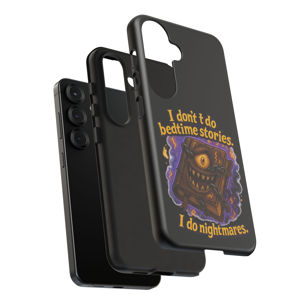 Phone Case — "I Don't Do Bedtime Stories, I Do Nightmares" Horror Book Design