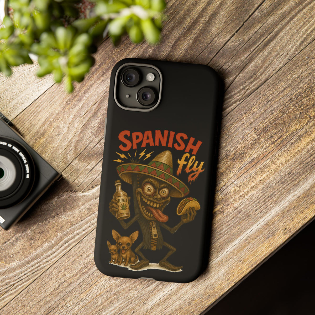 Spanish Fly Tough Phone Case — Retro Skull Sombrero Design