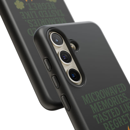 Microwaved Memories Phone Case — 'Microwaved Memories. Tasted Like Regret.' Retro Fire Design