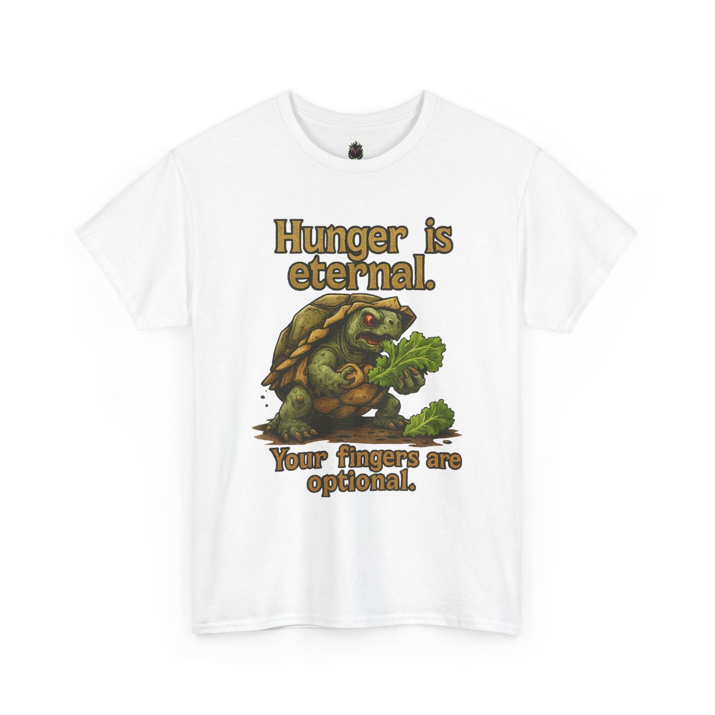 Hunger Is Eternal turtle graphic tee | Funny monster eating carrots T-Shirt