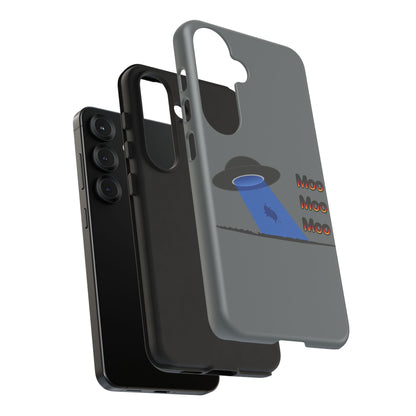 Phone Case — Funny UFO Cow Abduction Design with “Moo Moo Moo”