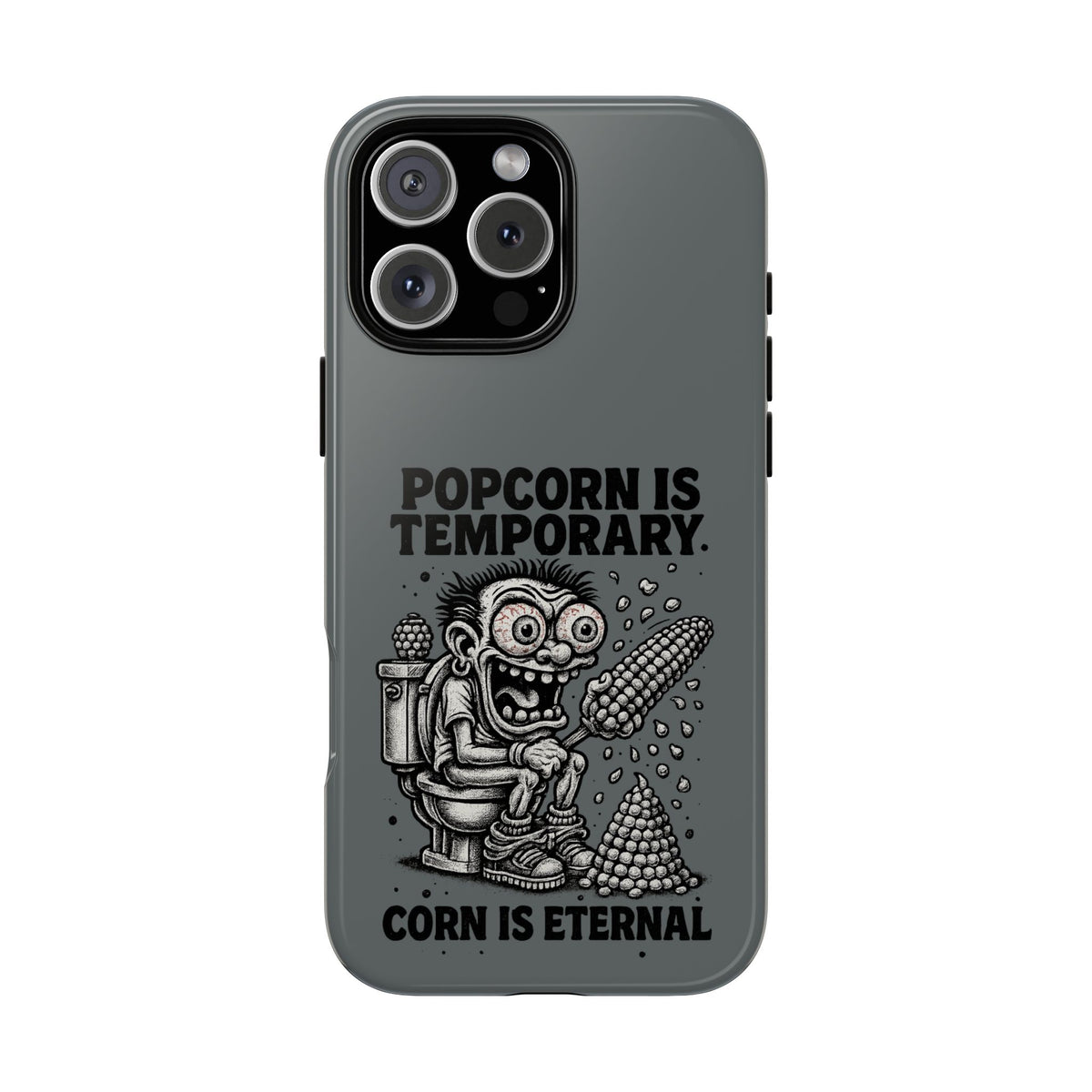 Phone Case — "Popcorn Is Temporary, Corn Is Eternal" Retro Zombie Corn Design