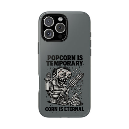 Phone Case — "Popcorn Is Temporary, Corn Is Eternal" Retro Zombie Corn Design