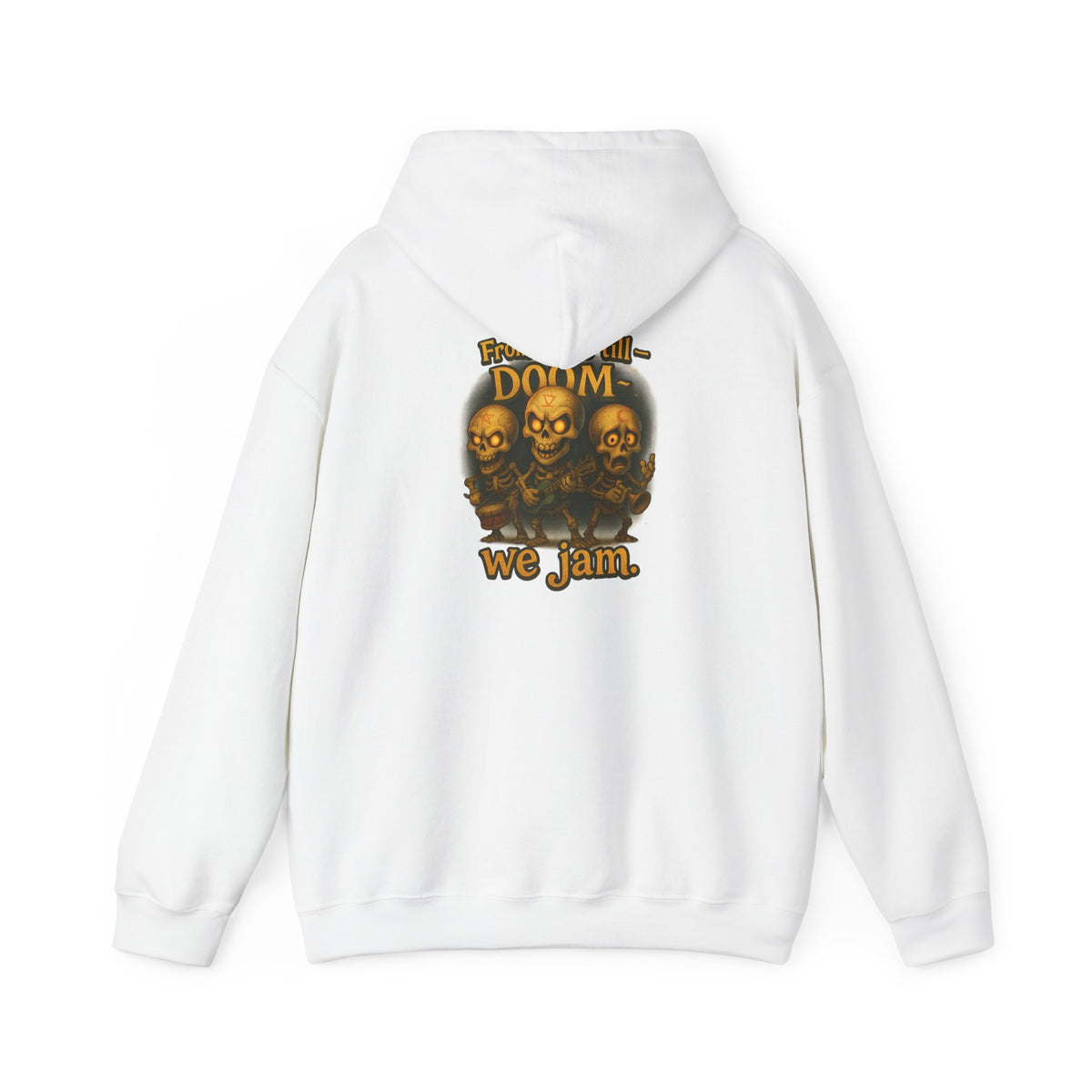 Doom We Jam Hoodie — Retro Skull Metal Band Graphic Sweatshirt