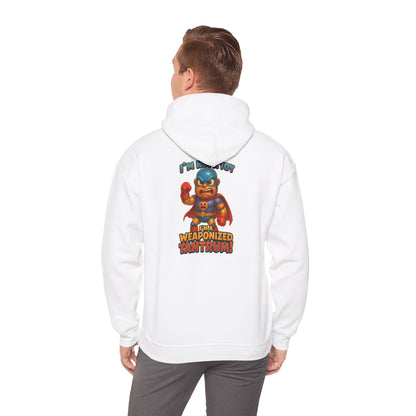 Weaponized Tantrum Hoodie — Funny Superhero Cat Graphic Sweatshirt