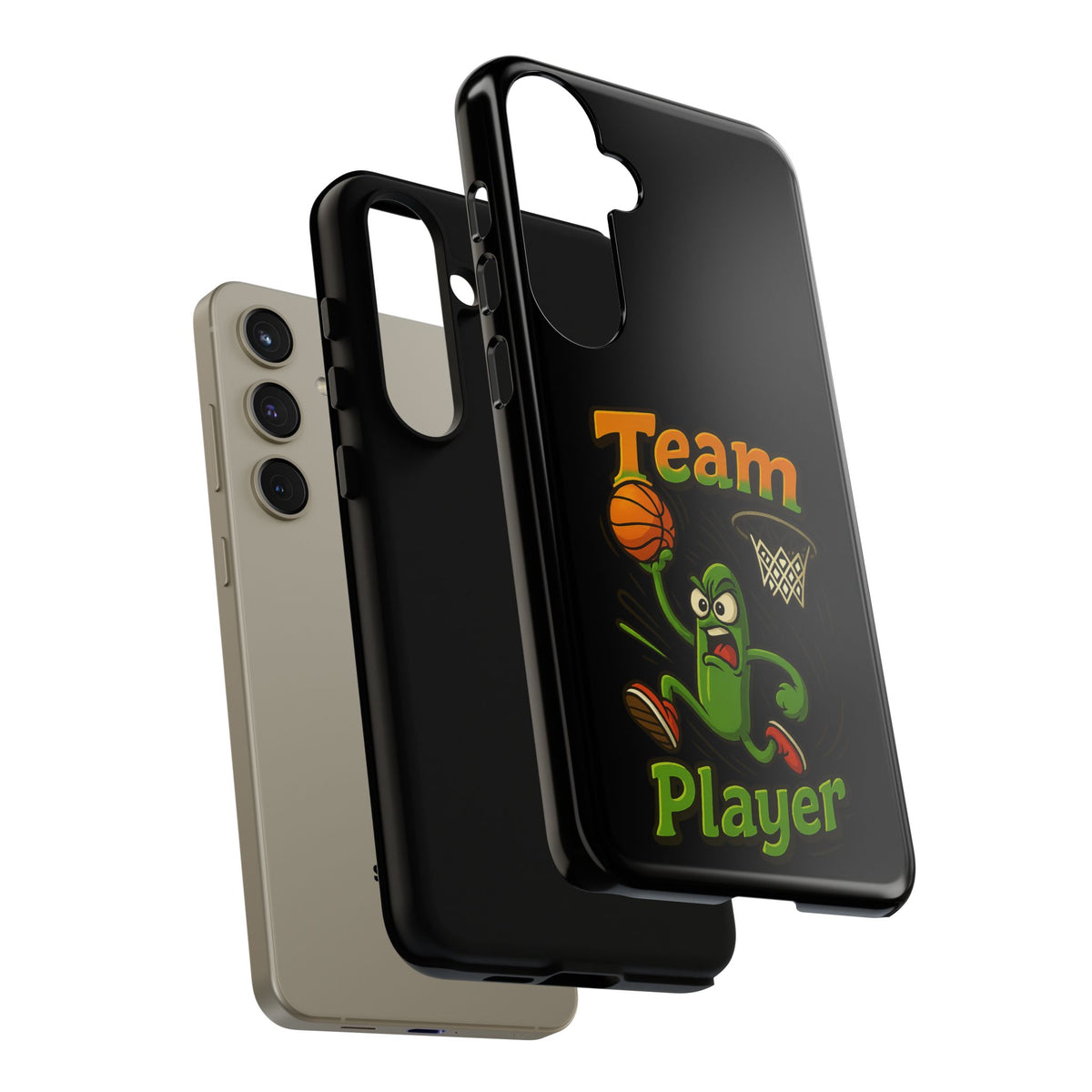 Team Player Basketball Phone Case — Cute Cartoon Pickle Dunk Phone Cover