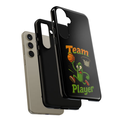 Team Player Basketball Phone Case — Cute Cartoon Pickle Dunk Phone Cover