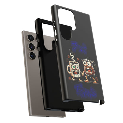 Coffee & Tea Fight Phone Case — Funny Kawaii Beverage Cartoon Tough Cases