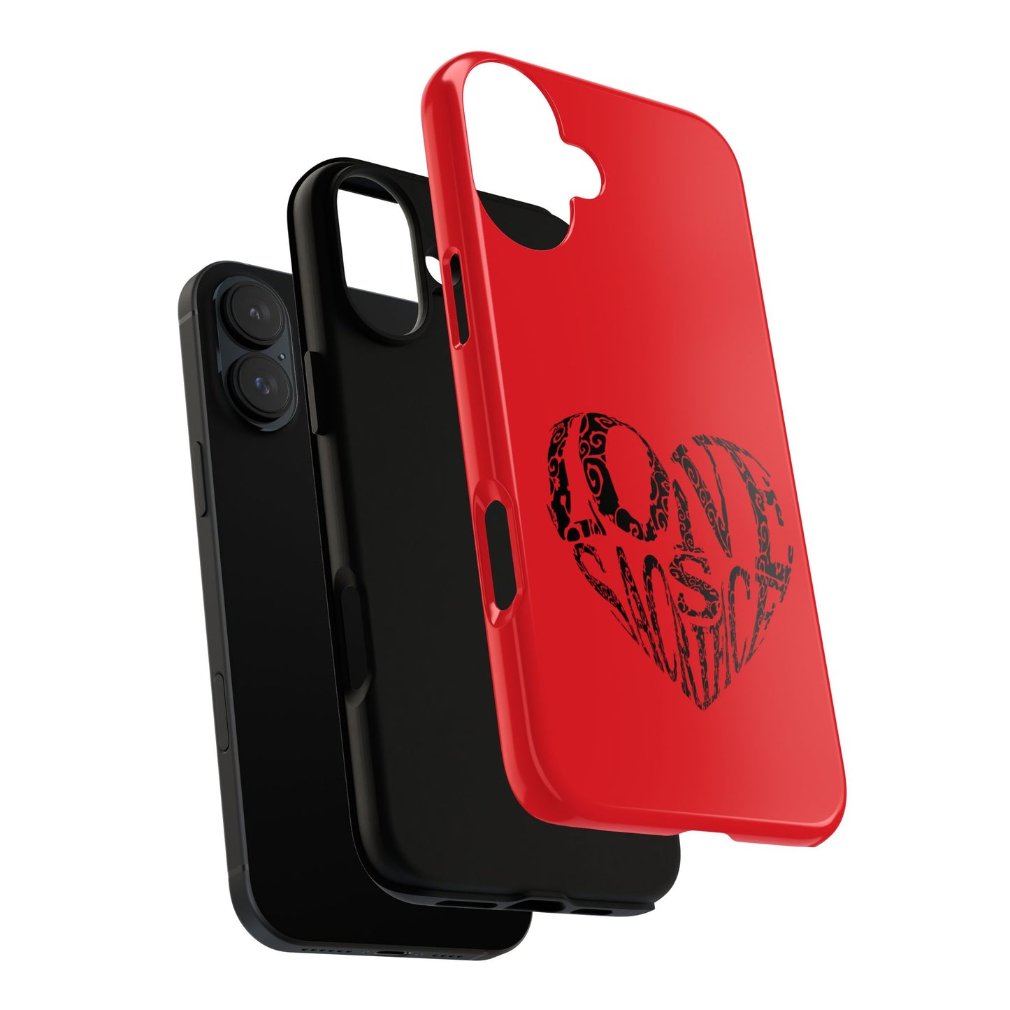 Red 'Love Justice' Heart Phone Case — Protective iPhone Cover, Valentine’s Gift