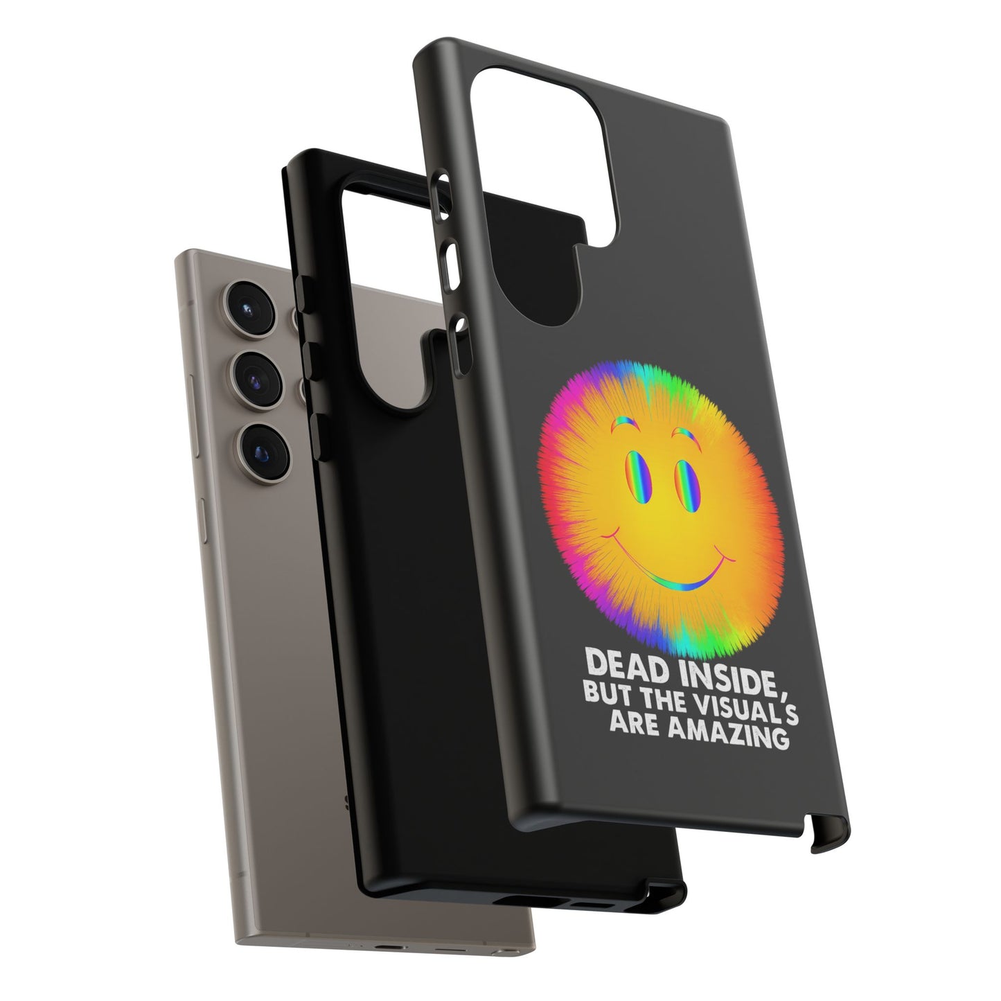 Phone Case — 'Dead Inside, But the Visuals Are Amazing' Rainbow Smiley