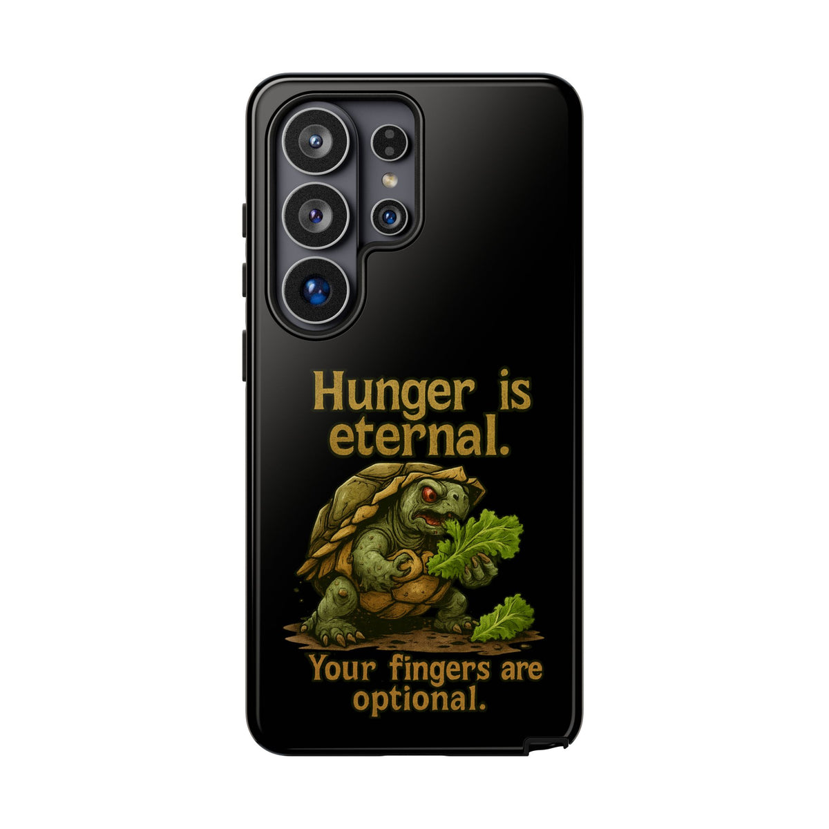 Phone Case — 'Hunger Is Eternal, Your Fingers Are Optional' Turtle Snack Graphic