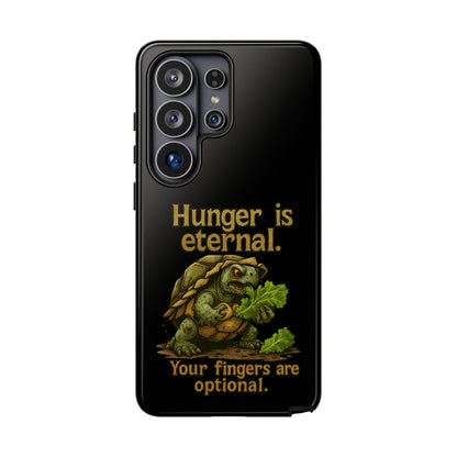 Phone Case — 'Hunger Is Eternal, Your Fingers Are Optional' Turtle Snack Graphic