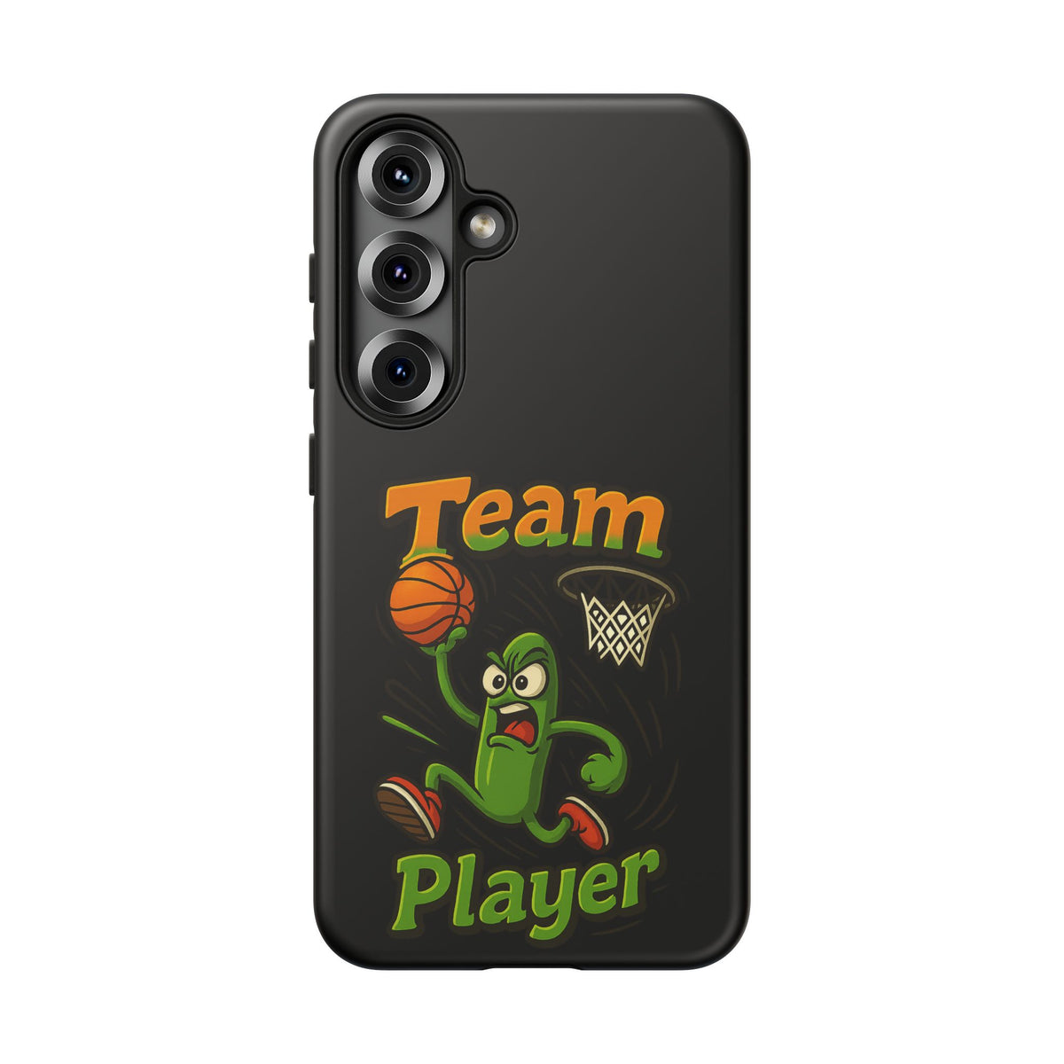 Team Player Basketball Phone Case — Cute Cartoon Pickle Dunk Phone Cover