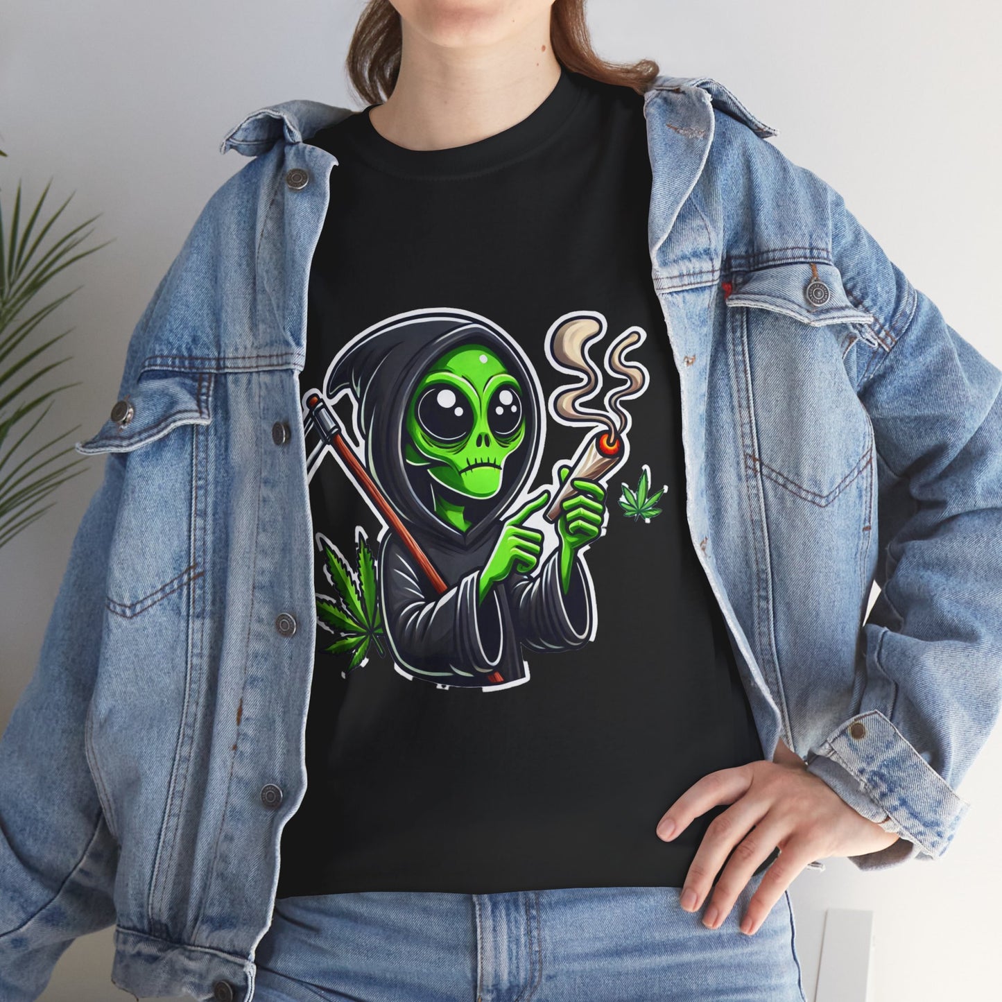 Grim Reaper Alien Smoking Joint T‑Shirt
