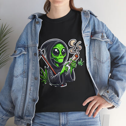 Grim Reaper Alien Smoking Joint T‑Shirt