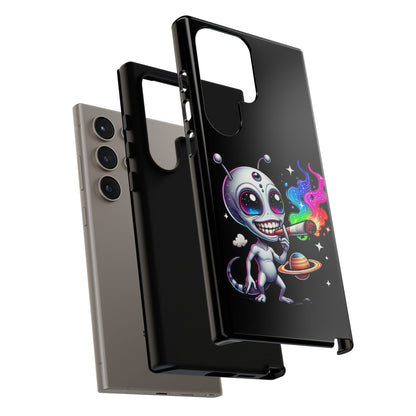 Alien Smoking Rainbow Galaxy Phone Case — Cute Cosmic Art Tough Case