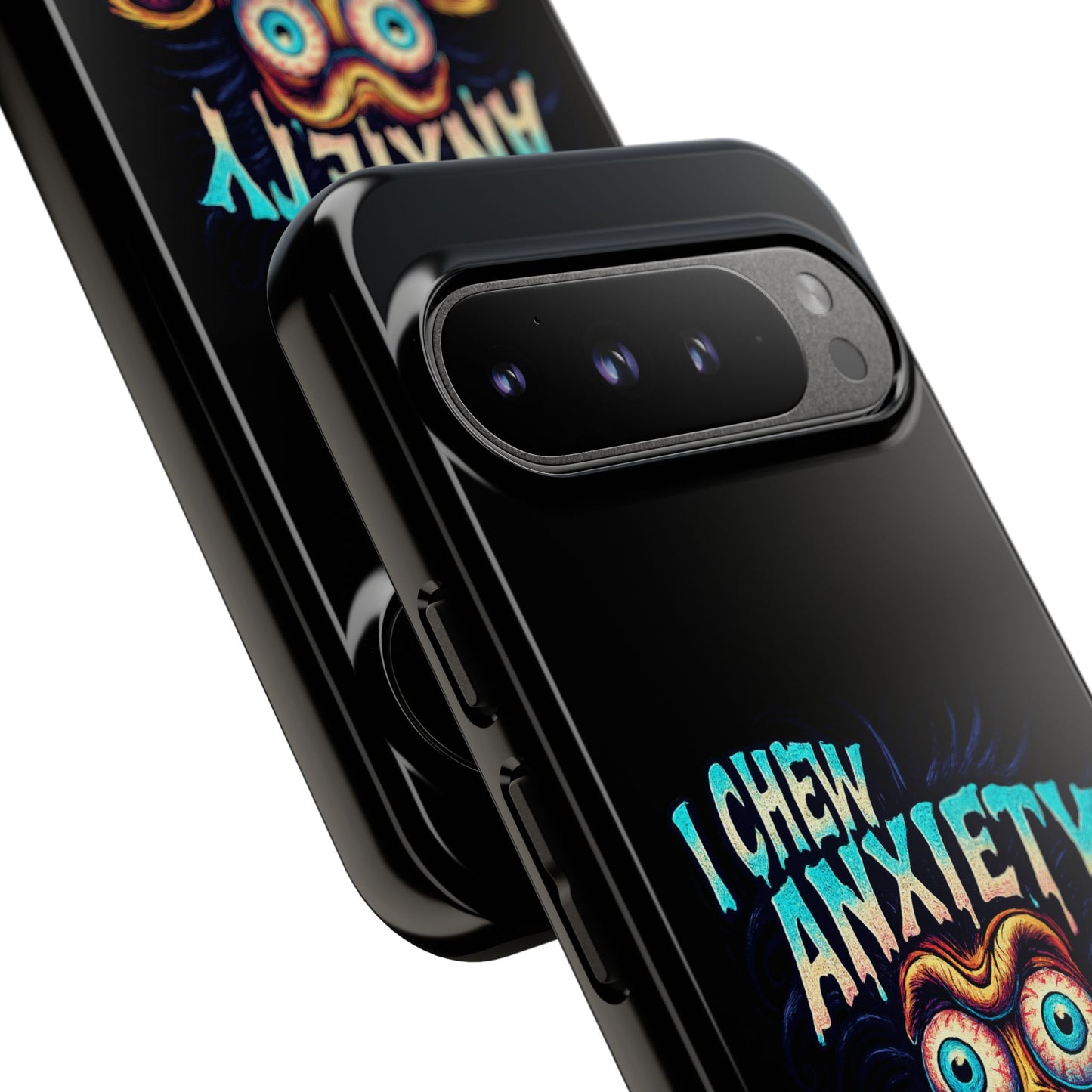 Phone Case — "I Chew Anxiety Like Bubblegum" Retro Monster Design