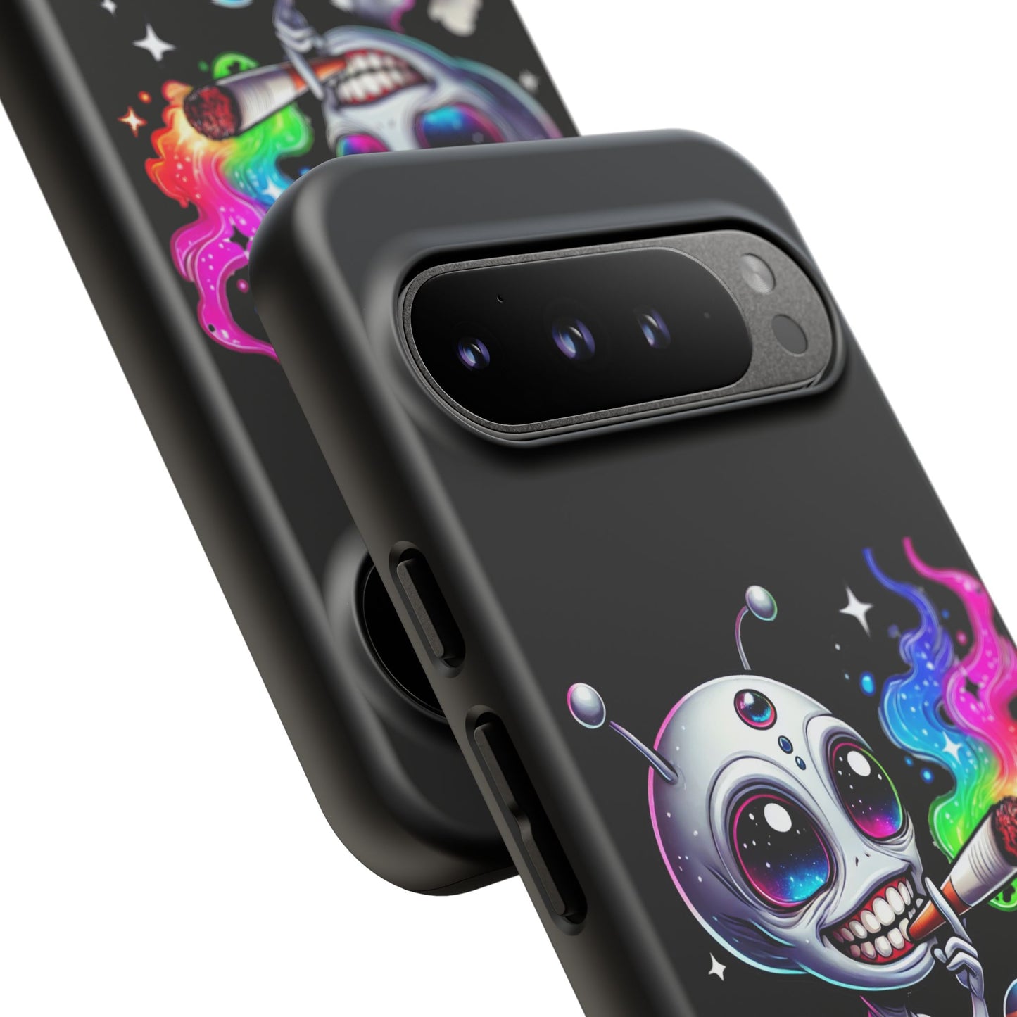Alien Smoking Rainbow Galaxy Phone Case — Cute Cosmic Art Tough Case