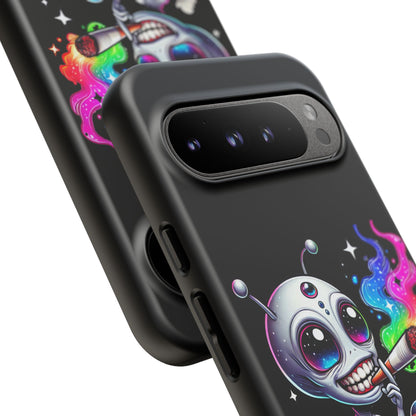 Alien Smoking Rainbow Galaxy Phone Case — Cute Cosmic Art Tough Case