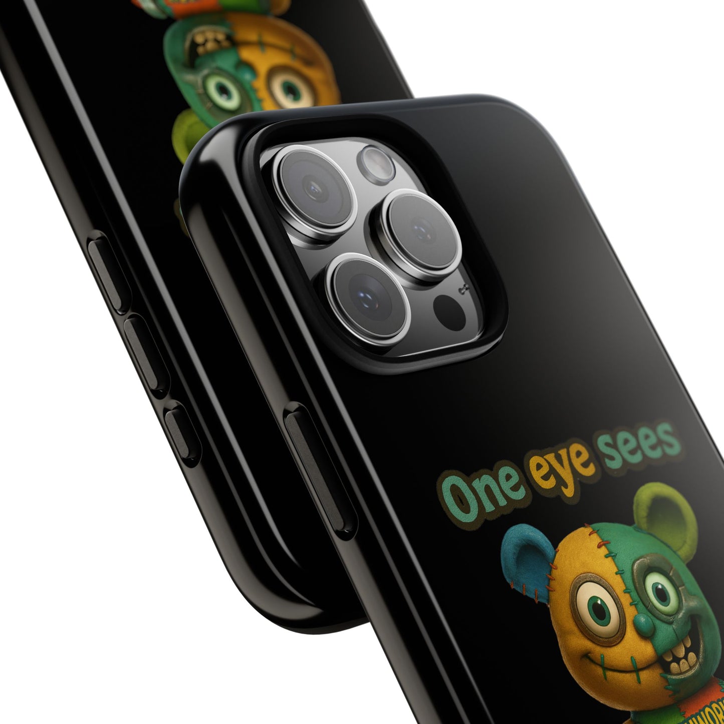 Phone Case — 'One Eye Sees, The Other Sees Your Browser History' Patchwork Bear Design
