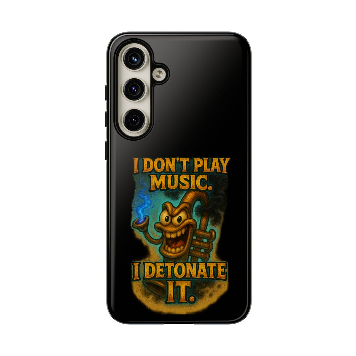 Phone Case — "I Don't Play Music. I Detonate It." Cartoon Bomb Graphic