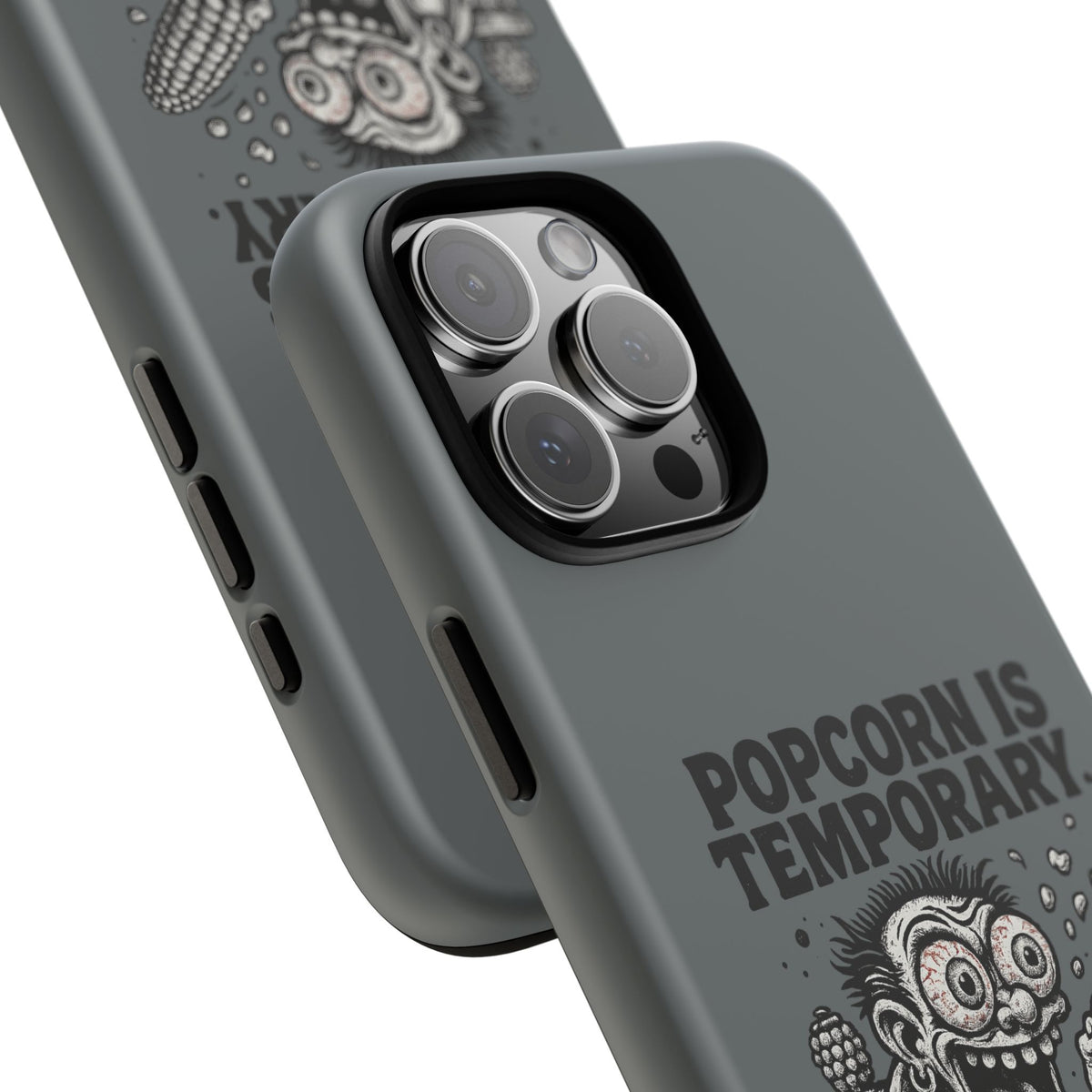 Phone Case — "Popcorn Is Temporary, Corn Is Eternal" Retro Zombie Corn Design