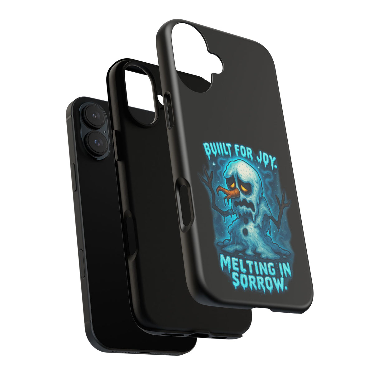 Phone Case — 'Built for Joy, Melting in Sorrow' Blue Melting Snowman Protective Case