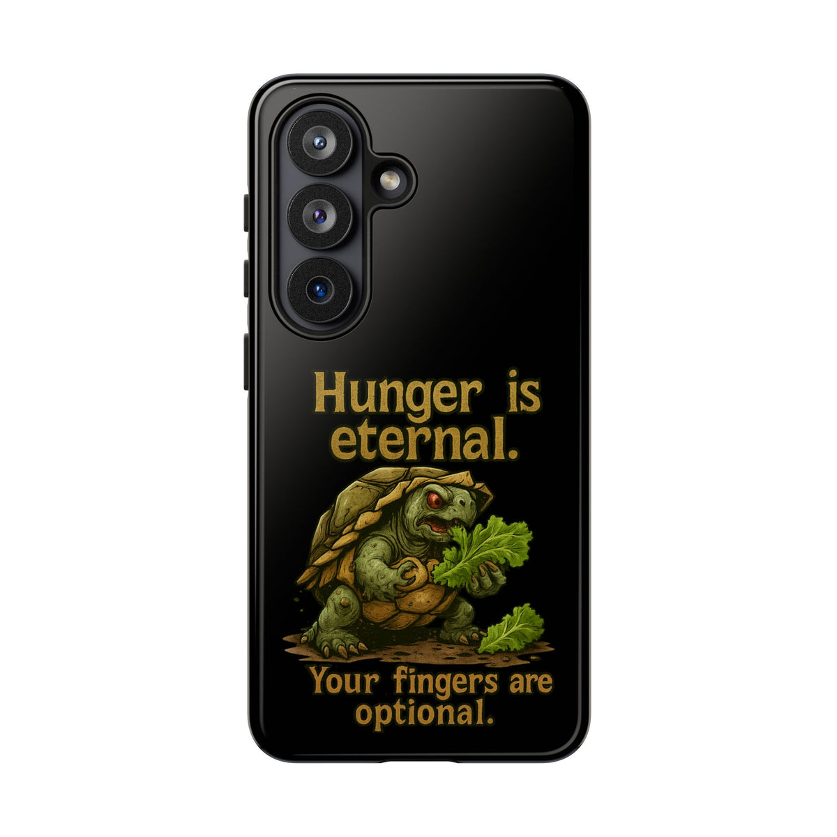Phone Case — 'Hunger Is Eternal, Your Fingers Are Optional' Turtle Snack Graphic