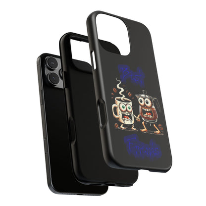 Coffee & Tea Fight Phone Case — Funny Kawaii Beverage Cartoon Tough Cases