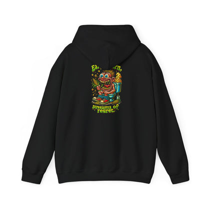Hoodie — Colorful Retro Monster Graphic “Screams of Regret”
