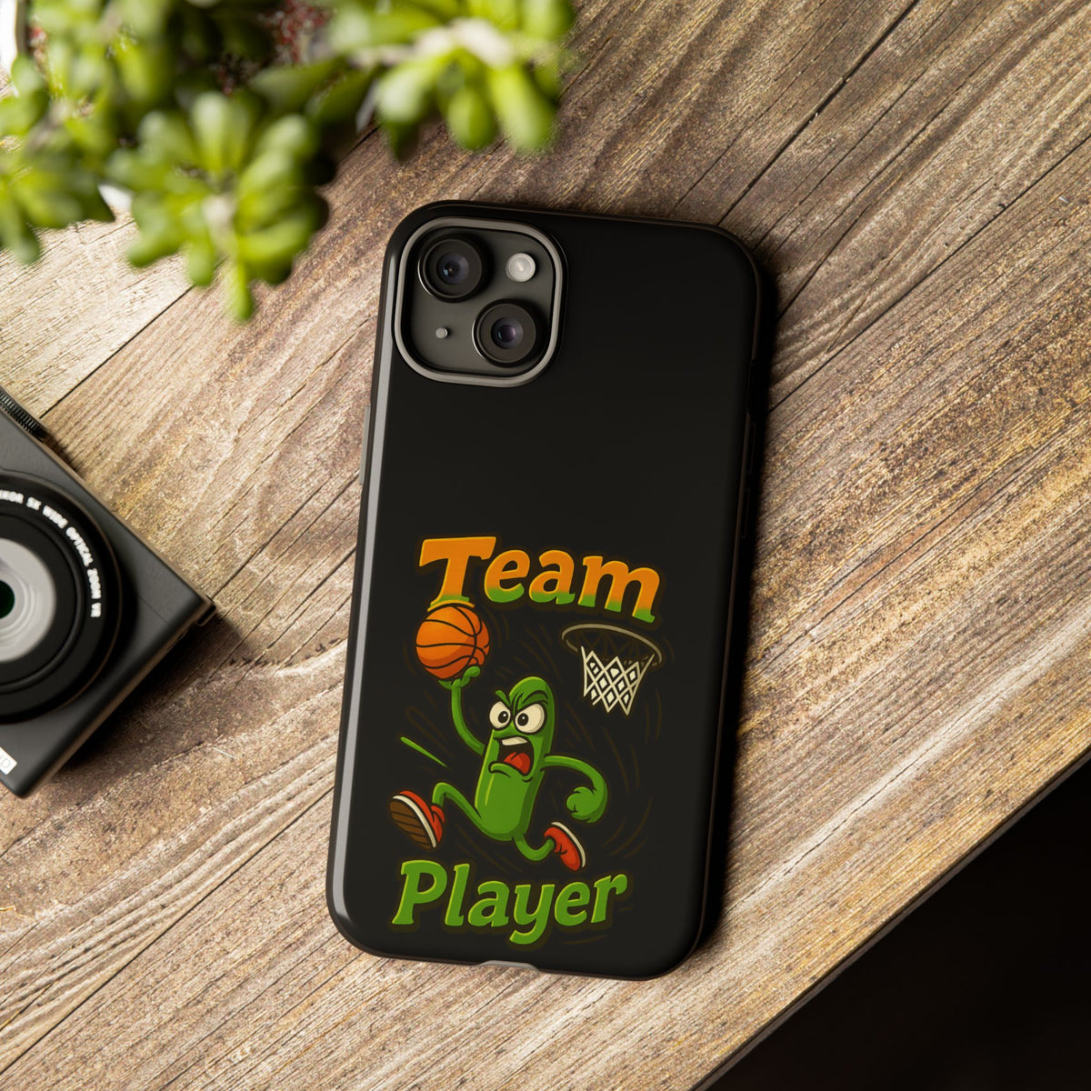 Team Player Basketball Phone Case — Cute Cartoon Pickle Dunk Phone Cover