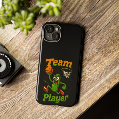 Team Player Basketball Phone Case — Cute Cartoon Pickle Dunk Phone Cover