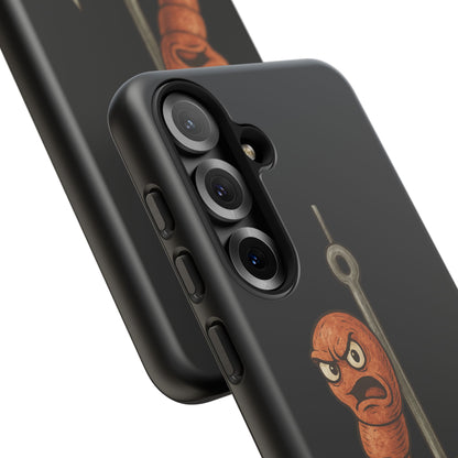 Angry Worm on Hook Phone Case – Funny Fishing Humor Protective Cover