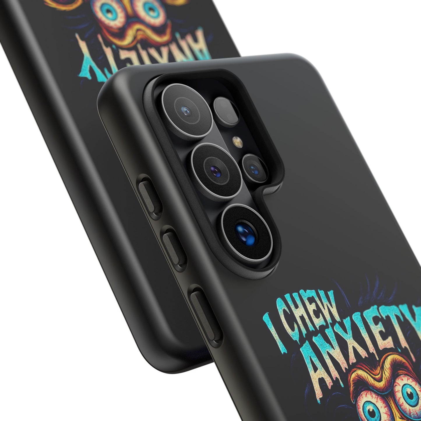 Phone Case — "I Chew Anxiety Like Bubblegum" Retro Monster Design