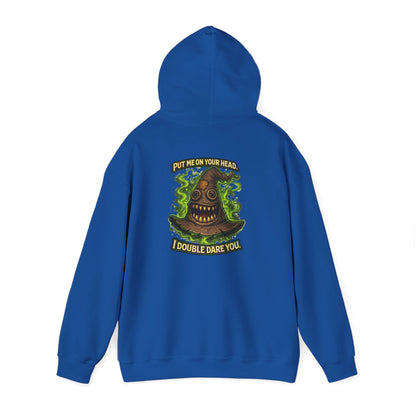 Hoodie — Spooky Talking Sorting Hat Graphic "I Double Dare You"