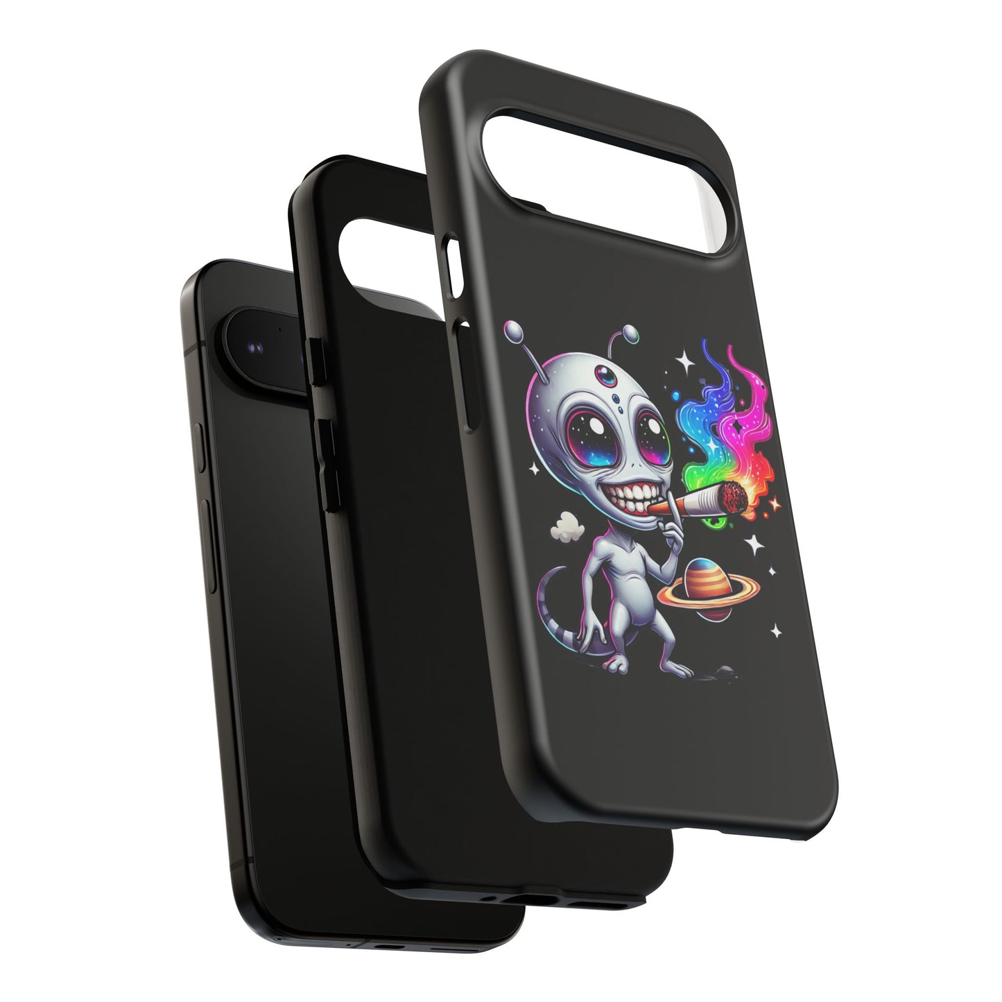 Alien Smoking Rainbow Galaxy Phone Case — Cute Cosmic Art Tough Case