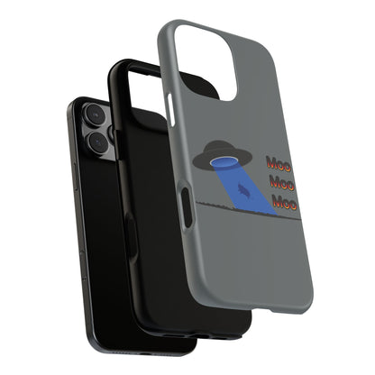 Phone Case — Funny UFO Cow Abduction Design with “Moo Moo Moo”