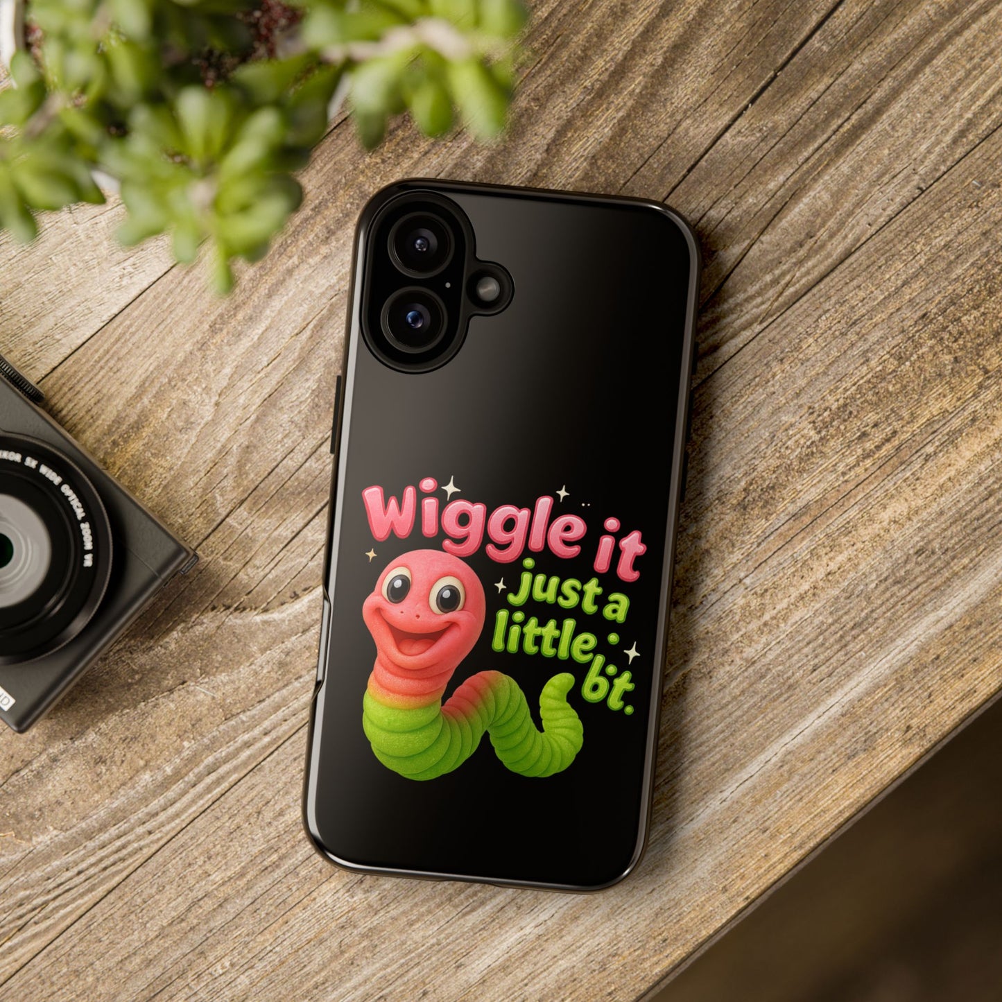 Wiggle It Worm Phone Case — Cute Pink & Green Cartoon iPhone Cover