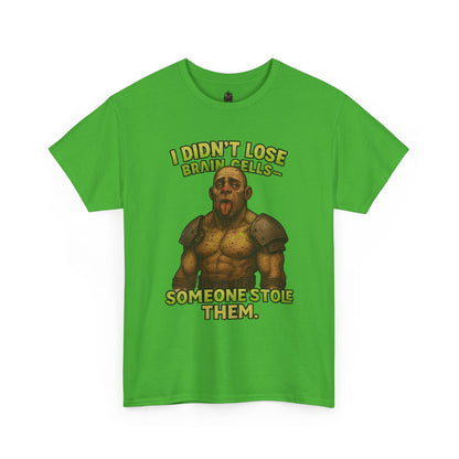 Funny Fantasy Mugling T-Shirt — “I Didn’t Lose Bracers, Someone Stole Them” Graphic Tee