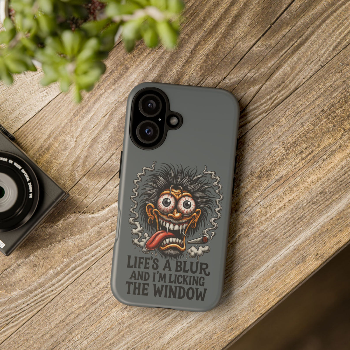 Phone Case — 'Life's a Blur and I'm Licking the Window' Funky Monster Graphic