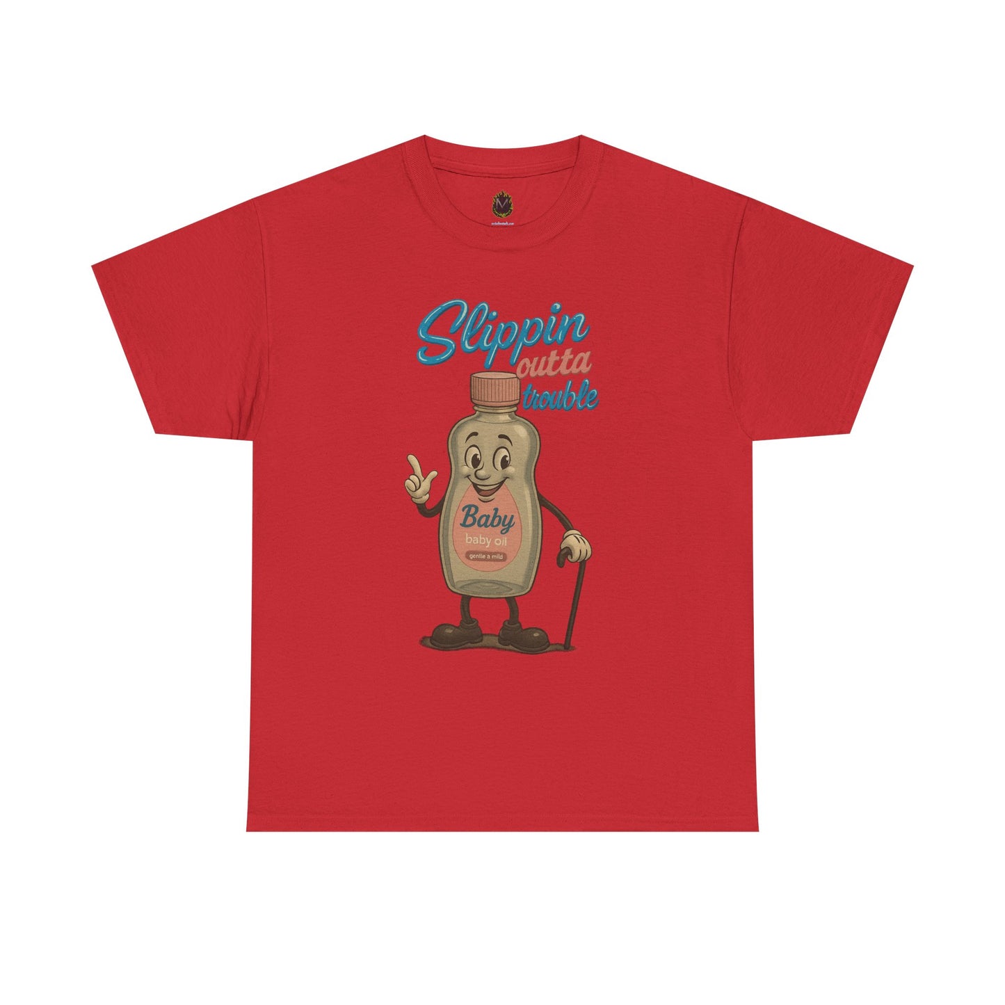 Slippin' Outta Trouble – Funny Baby Oil Cartoon T-Shirt