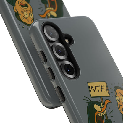 Phone Case - Cartoon Penguin Yelling 'WTF' at Shocked Man, Funny Protective iPhone Cover