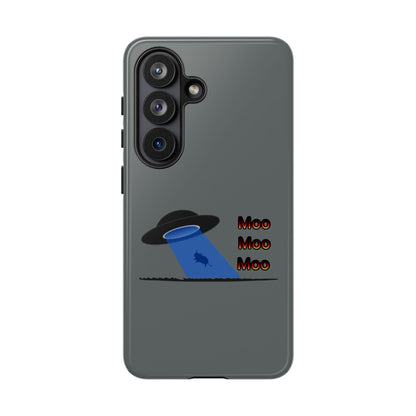 Phone Case — Funny UFO Cow Abduction Design with “Moo Moo Moo”