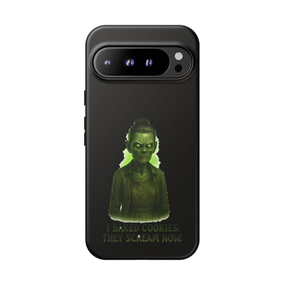Spooky Green Ghost Phone Case — "I Baked Cookies, They Scream Now" Horror iPhone Cover