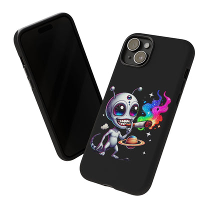 Alien Smoking Rainbow Galaxy Phone Case — Cute Cosmic Art Tough Case