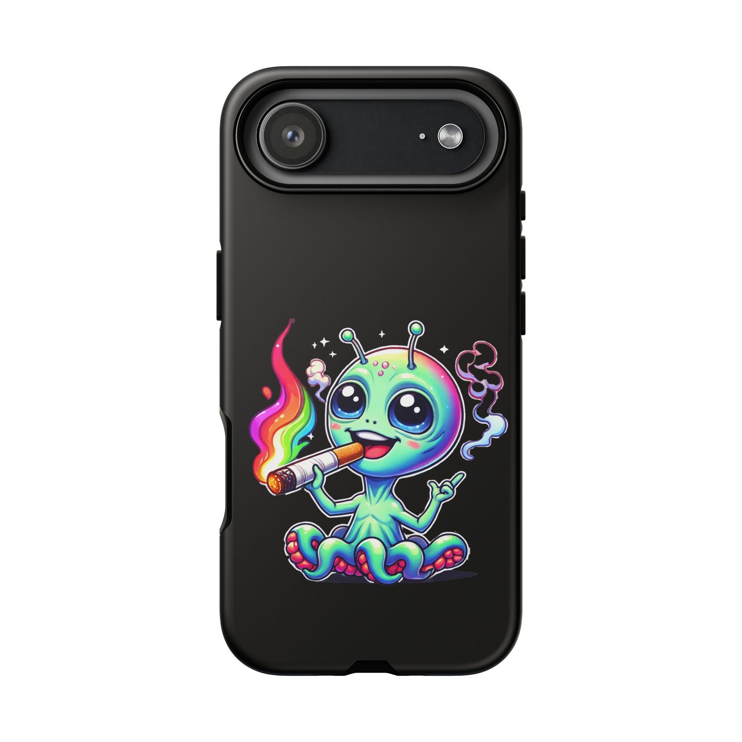 Alien Smoking Rainbow Joint Phone Case — Cute Psychedelic Cannabis iPhone Cover