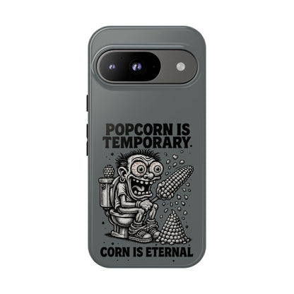 Phone Case — "Popcorn Is Temporary, Corn Is Eternal" Retro Zombie Corn Design