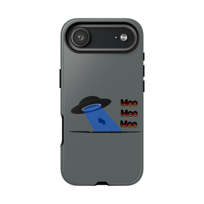Phone Case — Funny UFO Cow Abduction Design with “Moo Moo Moo”