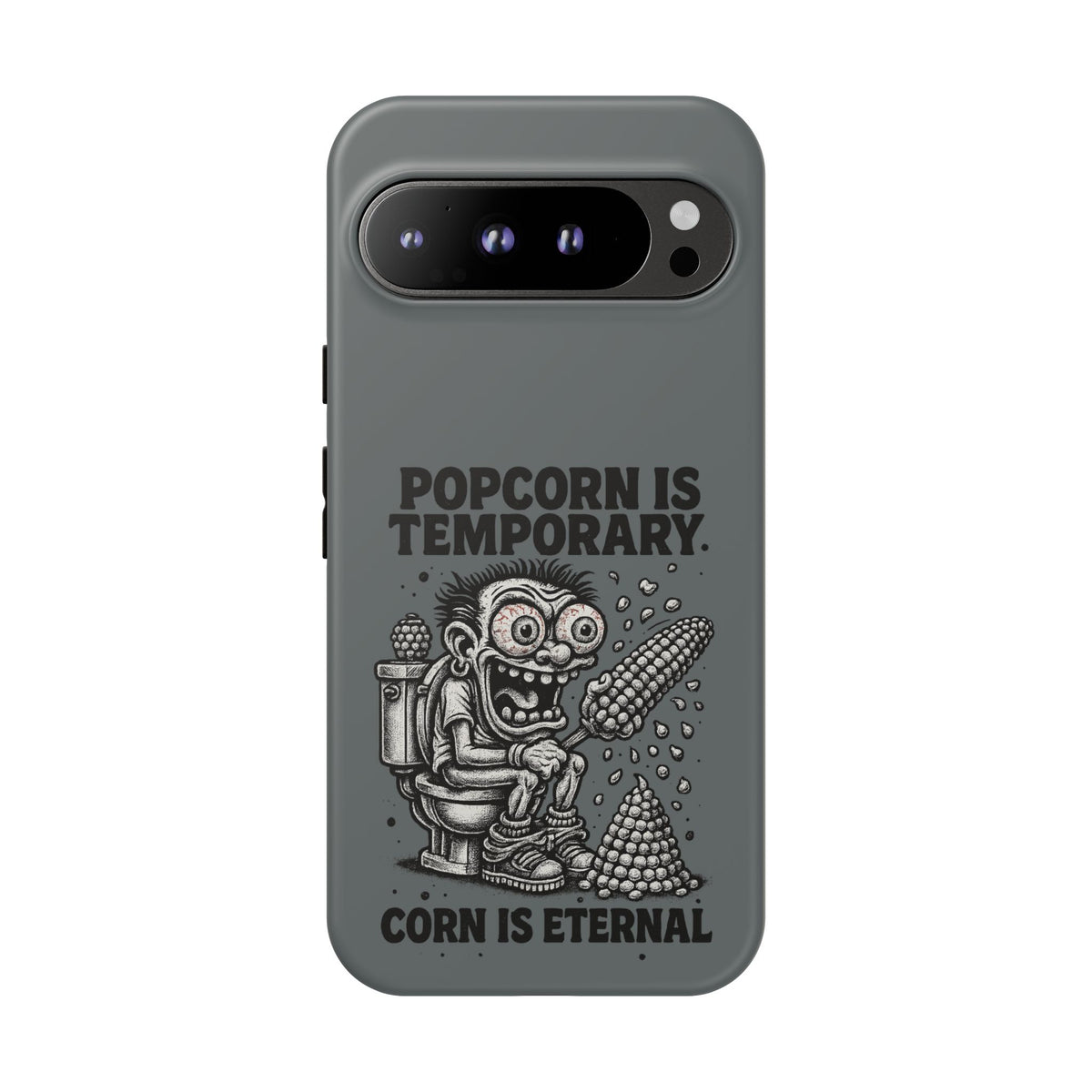 Phone Case — "Popcorn Is Temporary, Corn Is Eternal" Retro Zombie Corn Design
