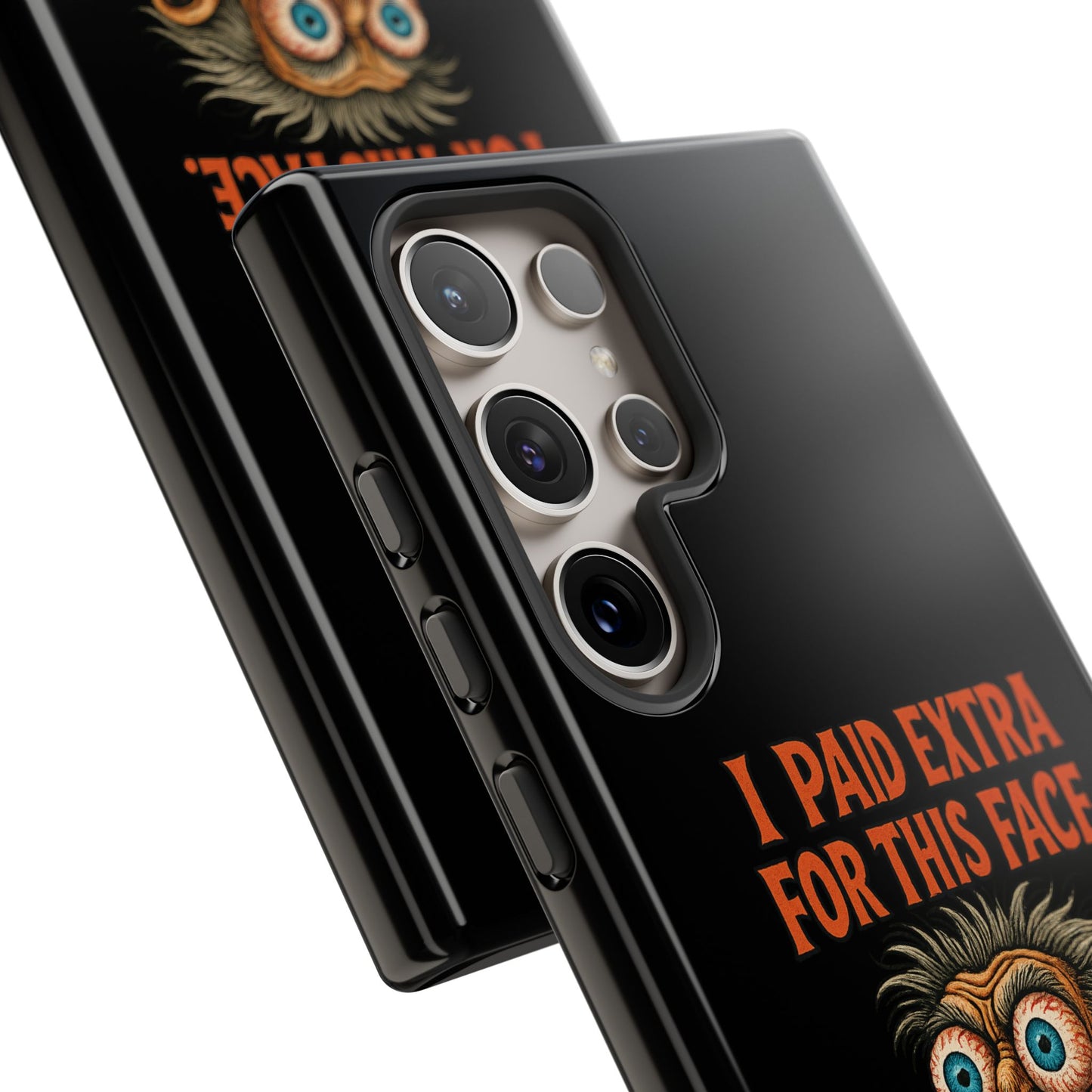 Funny ‘I Paid Extra For This Face’ Phone Case — Retro Horror Cartoon Design